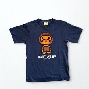 Bape Baby Milo Appliqué Navy Blue Short Sleeve Tee Size S